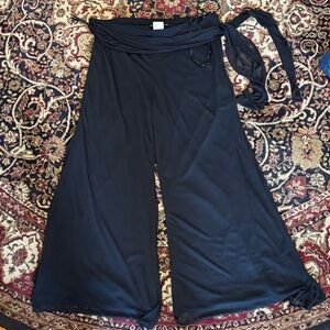 VintageBlack Wide-Leg palazzo pants  have 2 layers Flowy Sheer overlay L petite